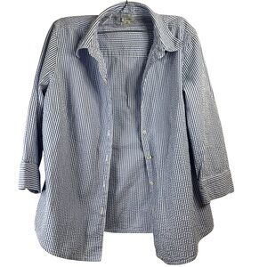 L.L. Bean Blue and White Striped Shirt